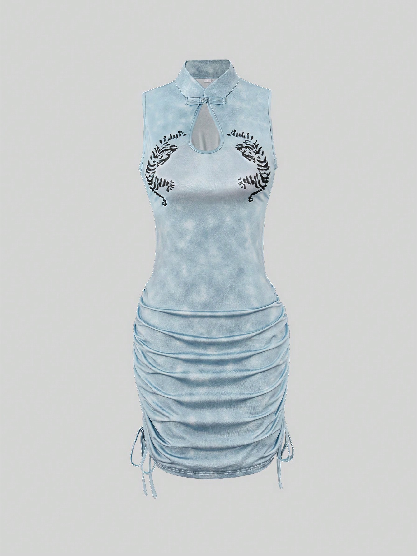 Tie Dye New Chinese Style Tiger Printed Sleeveless Dress