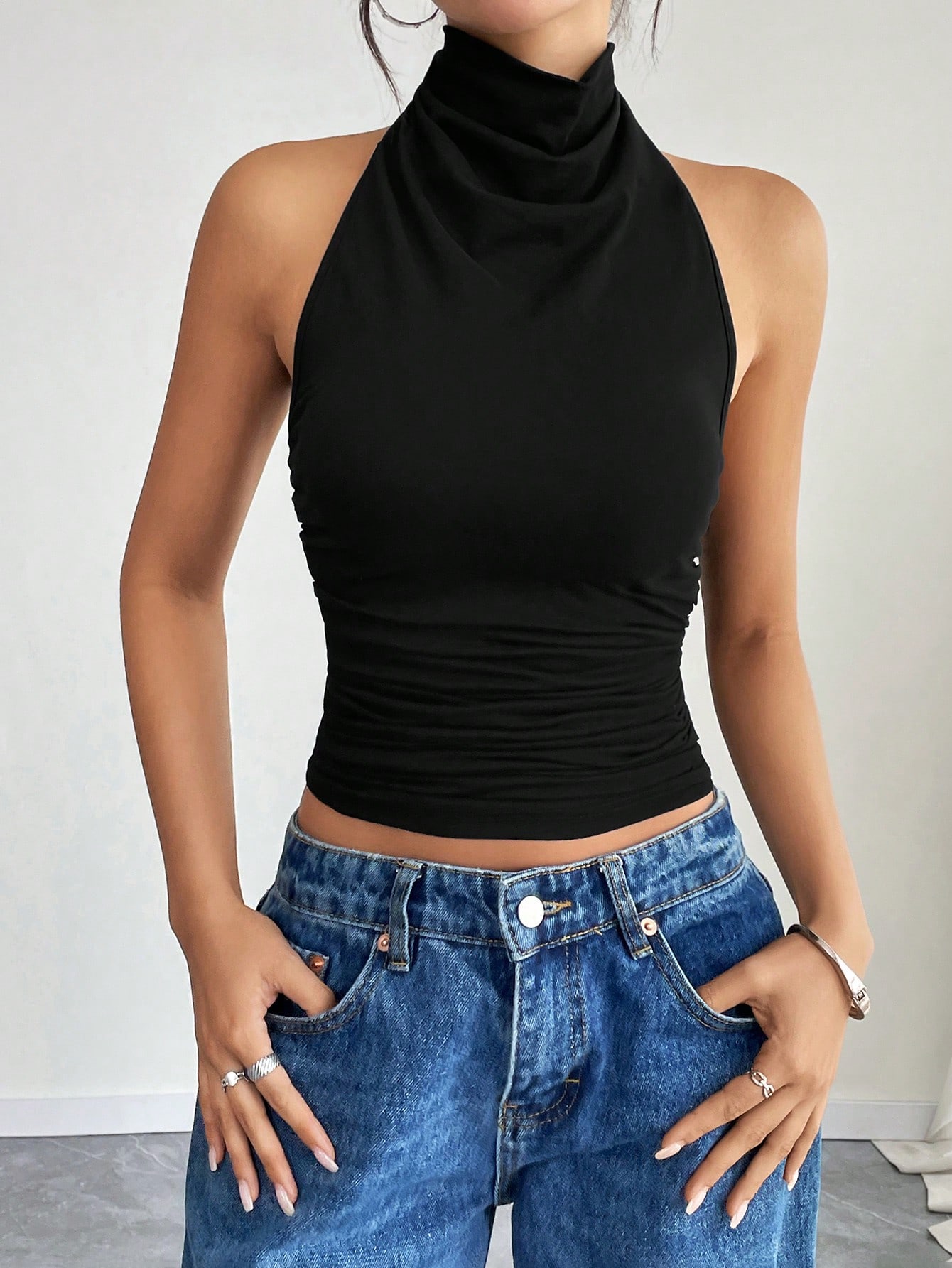 Women's Solid Color Minimalist Sleeveless Tank Top, Suitable For Summer